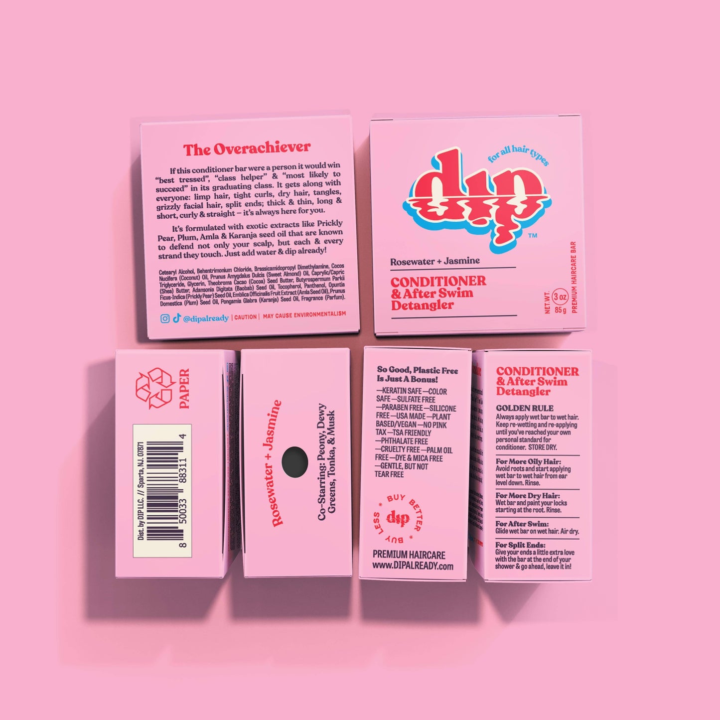 Dip Conditioner Rosewater & Jasmine / 3 oz Conditioner Bar & After Swim Detangler (3 oz)  | Rosewater & Jasmine | Dip