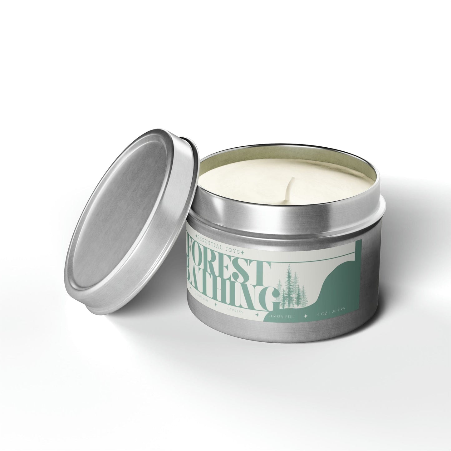 Essential Joys Home Decor 4oz / Silver / Forest Bathing "Forest Bathing" Silver Tin Candles | Essential Joys