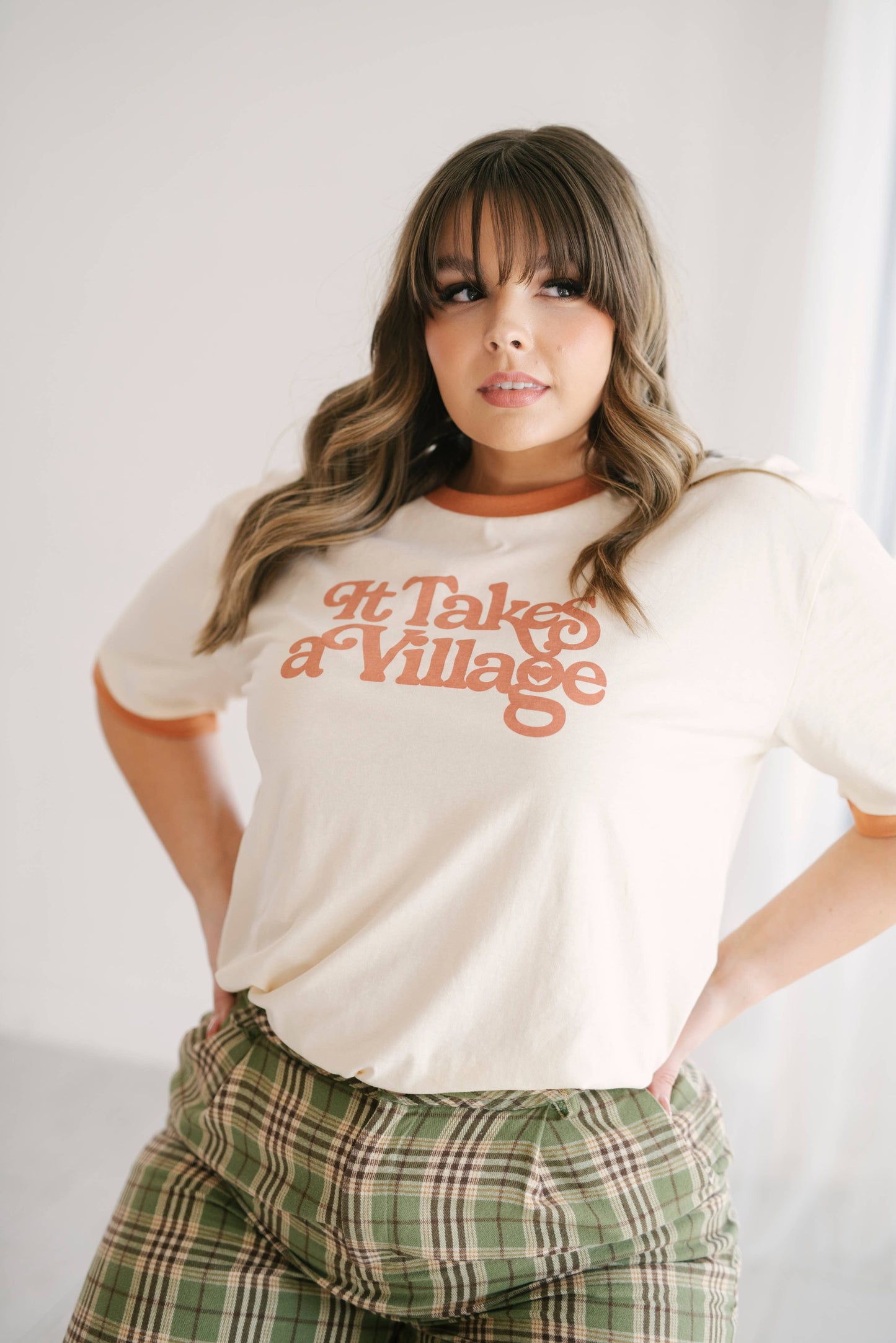 Polished Prints Clothing Large "It Takes a Village" Women's Graphic Retro T-Shirt | Polished Prints