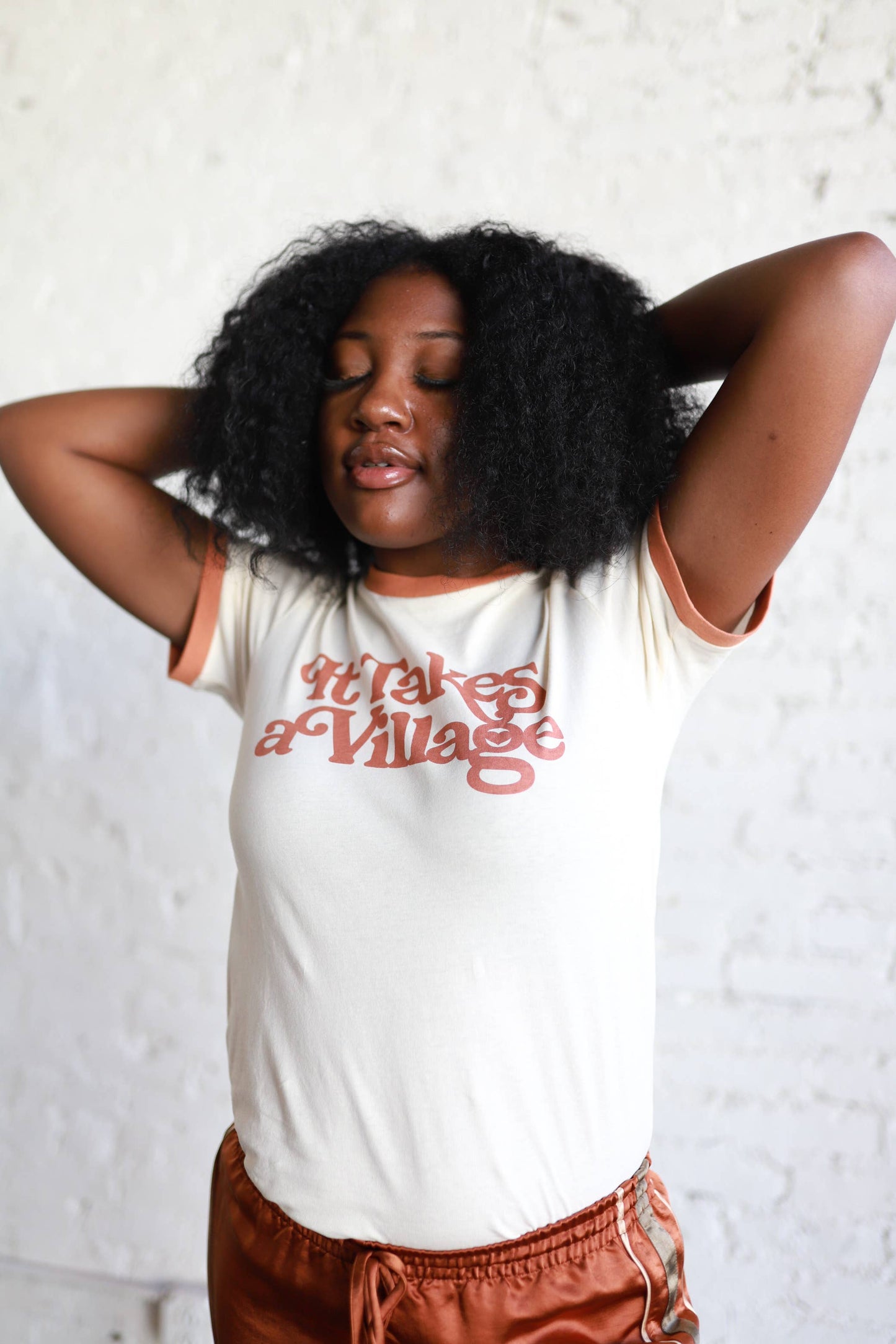 Polished Prints Clothing XS "It Takes a Village" Women's Graphic Retro T-Shirt | Polished Prints